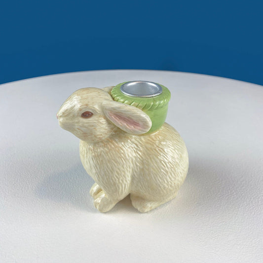 Cute Bunny Candle Holder. Beige Hallmark Rabbit Candle Holder. Easter or Spring Celebration. Dining Room Table Decor. Modern Farmhouse. - I Bought a Yard Sale