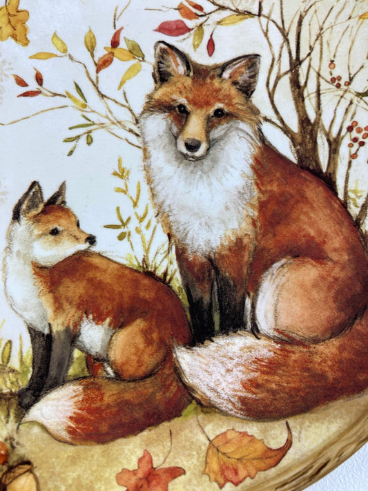 Cute Foxes Dinner Plate. Fox Mom with Her Pup. Whimsical Fall Themed Plate. Kid at Heart or Grandparents' Gift for Grandkids. Gift for Mom. - I Bought a Yard Sale
