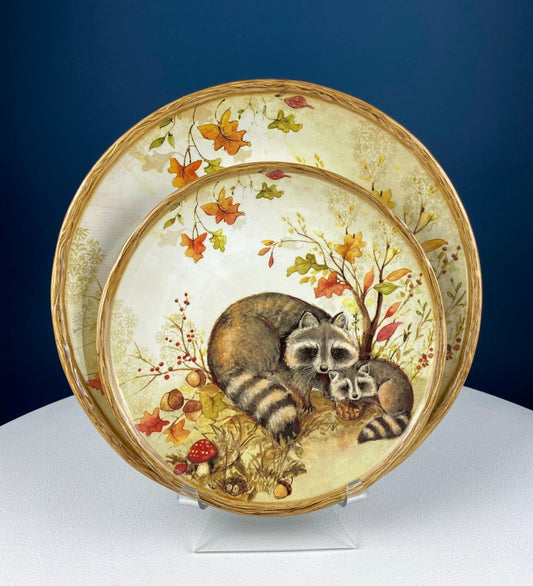 Cute Raccoon Dinner Set for One. Whimsical Plates and Mug. Kid at Heart or Grandparents' Gift for Grandkids. Fall Celebration. Cabin Decor. - I Bought a Yard Sale