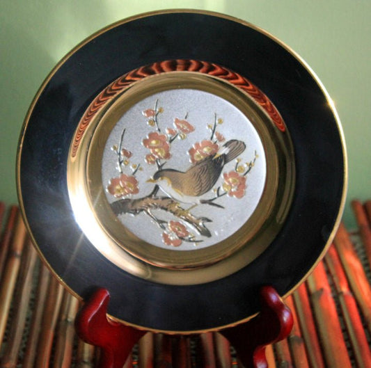 Decorative Plate Etched Copper Gilded with Gold & Silver - Chokin - I Bought a Yard Sale