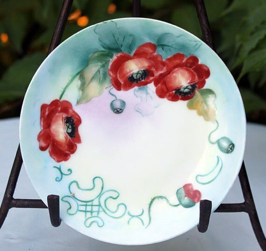 Decorative Plate Replacement. Hand Painted Poppy Flower on Display Plate. Replacement for Cabinet Display or Serving Plate. - I Bought a Yard Sale