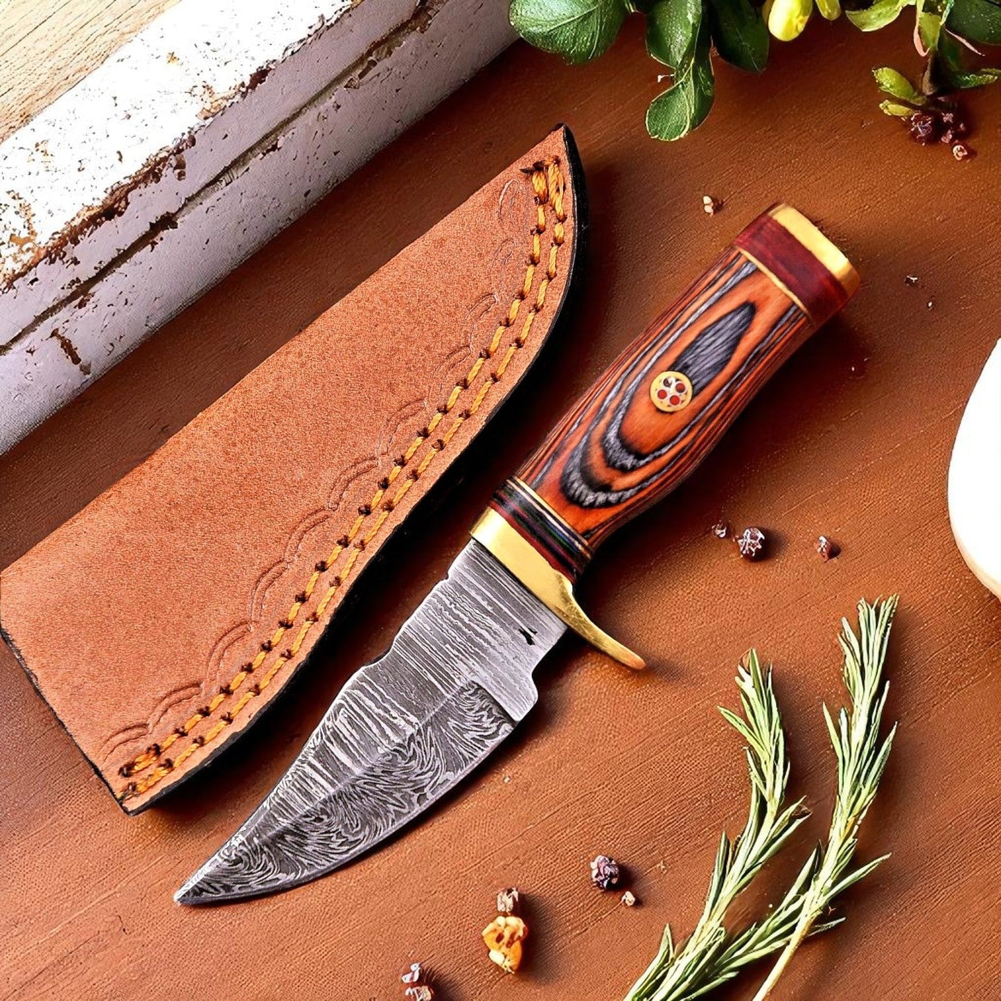 Deer Hunting Knife | Handmade Damascus knife with Wood Handle - I Bought a Yard Sale