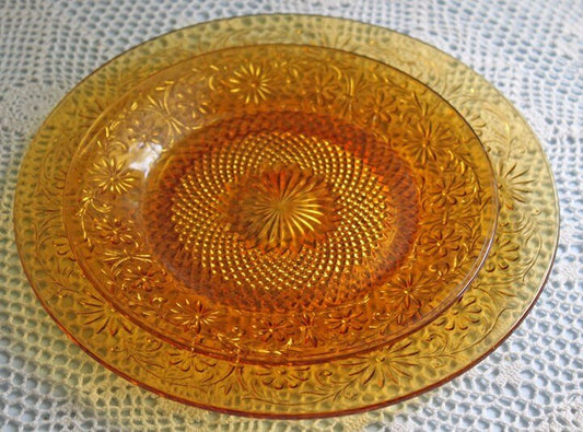 Depression Glass Daisy Pattern Tea or Coffee Cup with Saucer and Two Plates. Set by Indiana Glass Company made in 1930s. Gift Idea. - I Bought a Yard Sale