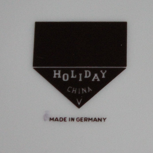 Dinner Plate with Hand Painted Forget Me Not and Gold Rim - I Bought a Yard Sale