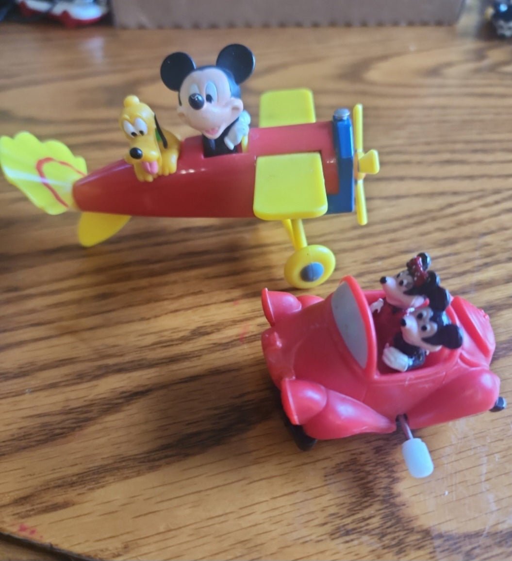 Disney Mickey Mouse and Pluto Airplane & MICKEY & MINNIE wind up car - I Bought a Yard Sale