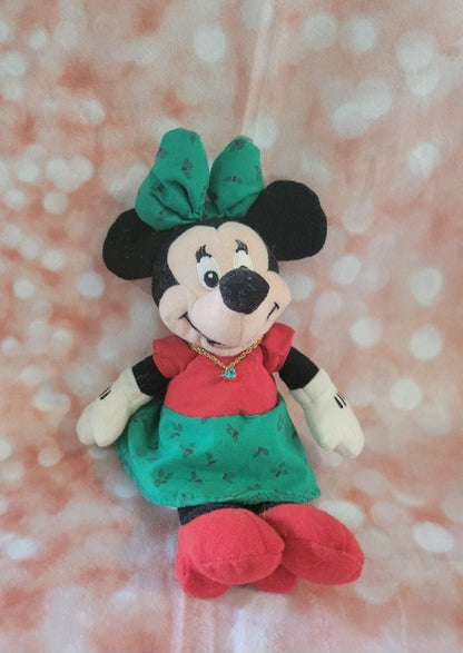 Disney Store Minnie Mouse Plush with Turquoise Austraian Crystal Necklace - 8" - I Bought a Yard Sale