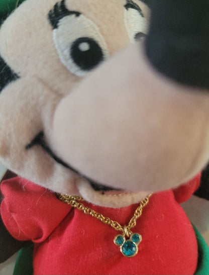 Disney Store Minnie Mouse Plush with Turquoise Austraian Crystal Necklace - 8" - I Bought a Yard Sale