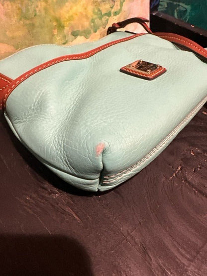Dooney & Bourke Pebble Grain Leather Ginger Crossbody Bag in Aqua - I Bought a Yard Sale