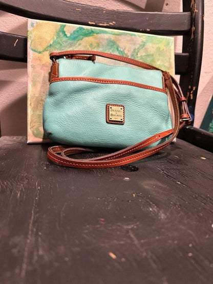 Dooney & Bourke Pebble Grain Leather Ginger Crossbody Bag in Aqua - I Bought a Yard Sale