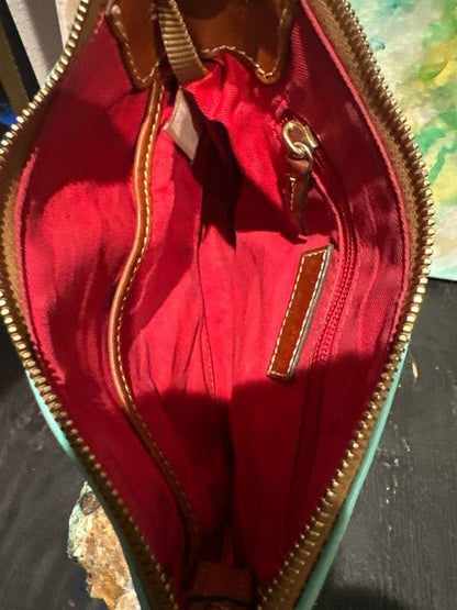 Dooney & Bourke Pebble Grain Leather Ginger Crossbody Bag in Aqua - I Bought a Yard Sale