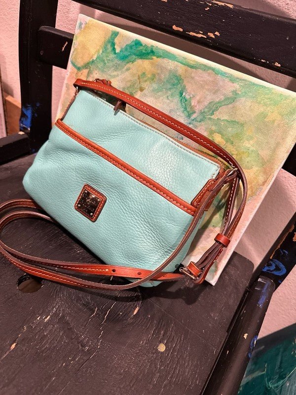 Dooney & Bourke Pebble Grain Leather Ginger Crossbody Bag in Aqua - I Bought a Yard Sale