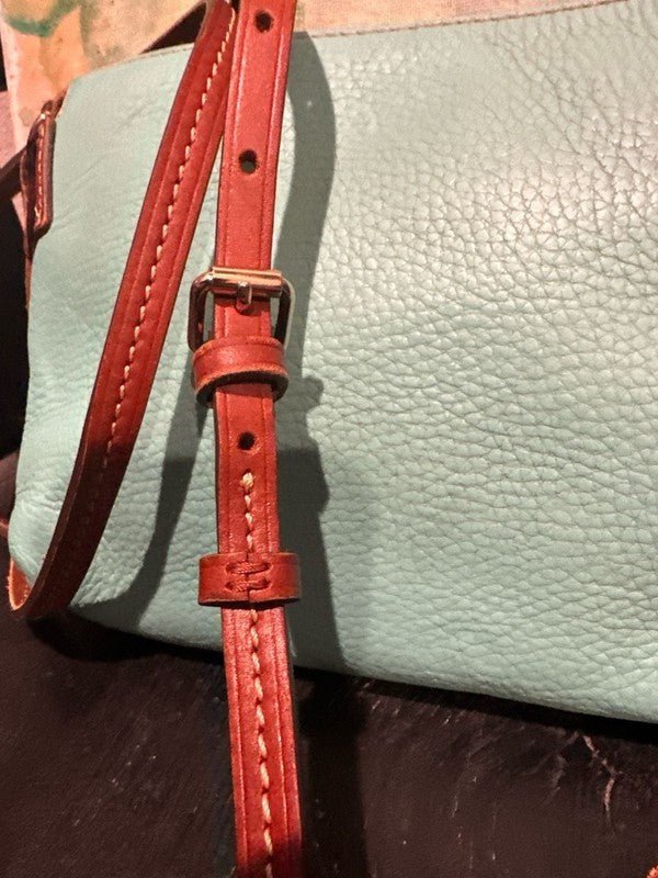 Dooney & Bourke Pebble Grain Leather Ginger Crossbody Bag in Aqua - I Bought a Yard Sale