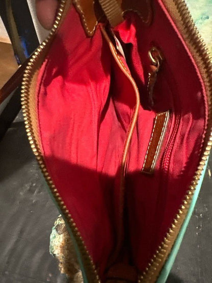 Dooney & Bourke Pebble Grain Leather Ginger Crossbody Bag in Aqua - I Bought a Yard Sale
