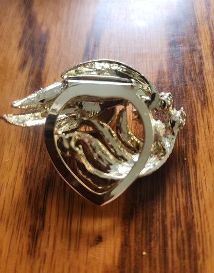 Elegant gold - tone Scarf Clip features sparkling rhinestones and a unique design - I Bought a Yard Sale