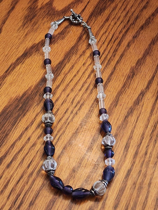 Elegant Purple and Clear Beaded Necklace - I Bought a Yard Sale