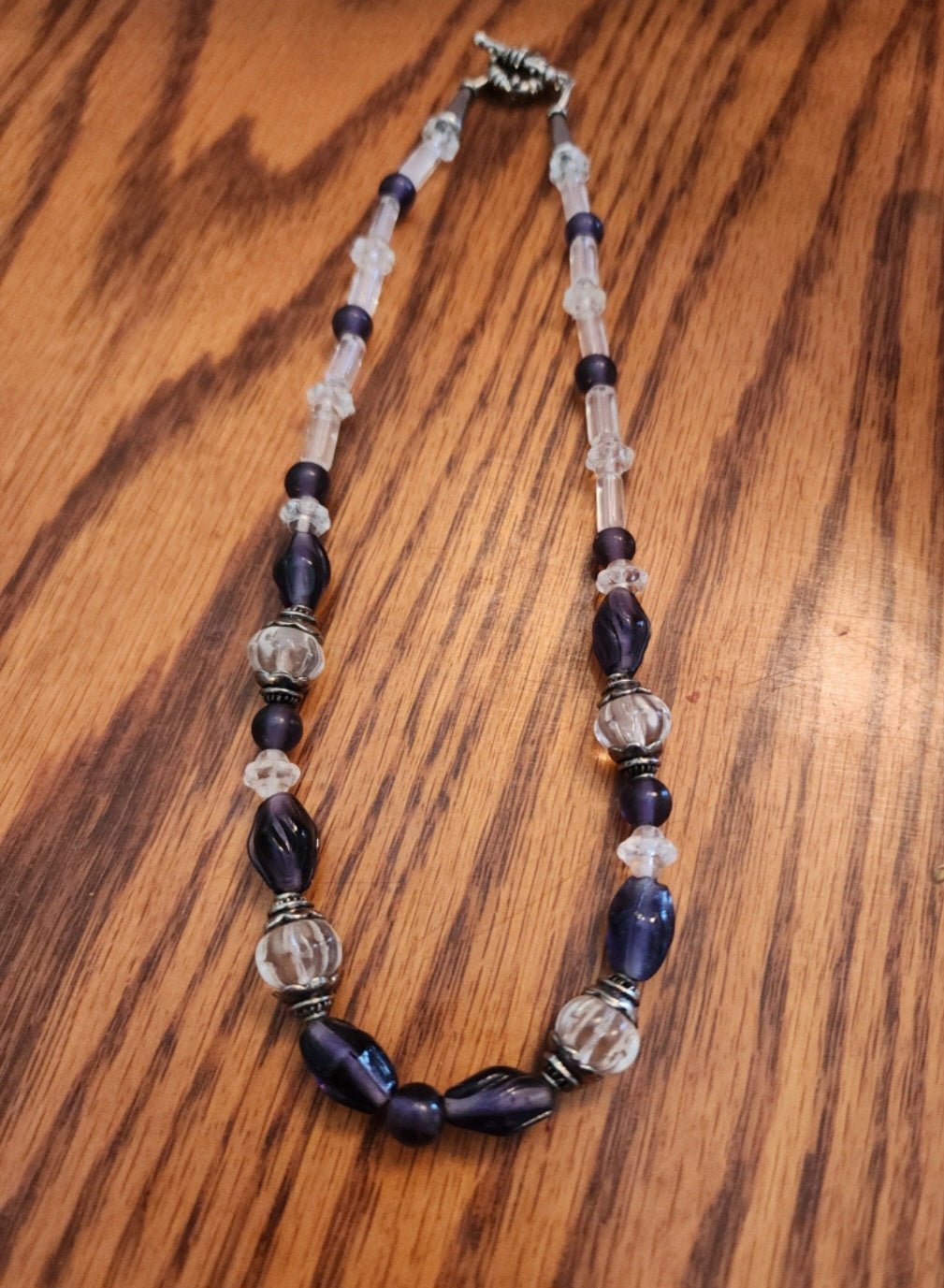 Elegant Purple and Clear Beaded Necklace - I Bought a Yard Sale