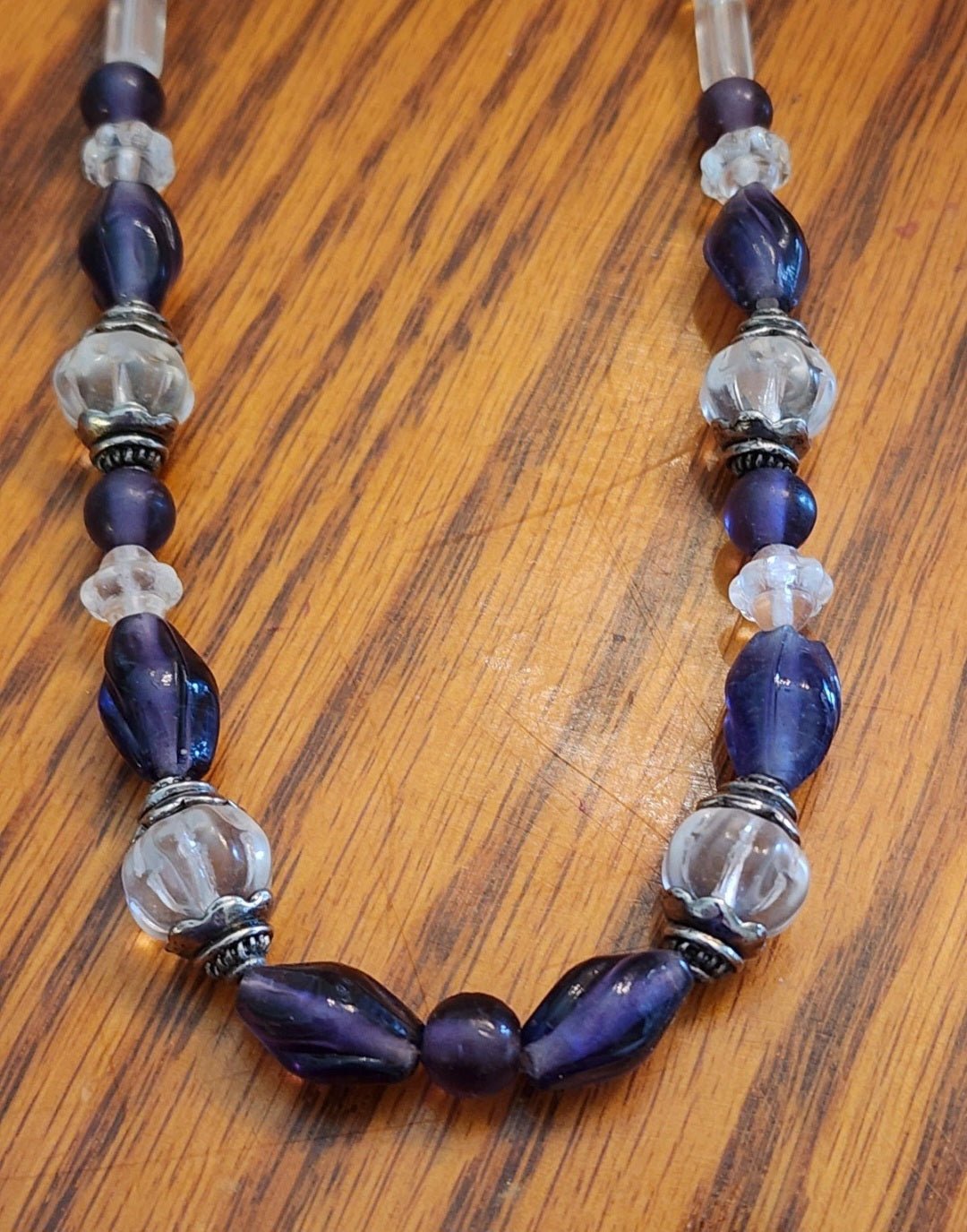 Elegant Purple and Clear Beaded Necklace - I Bought a Yard Sale