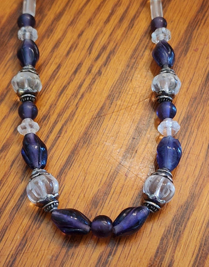 Elegant Purple and Clear Beaded Necklace - I Bought a Yard Sale
