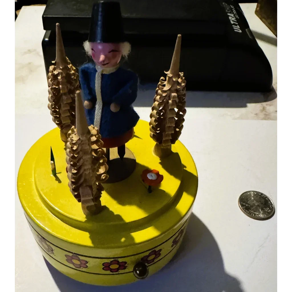 Vintage Reuge Swiss Movement Music Box 🎵 Dancing Folk Figure Lara's Theme German Erzgebirge