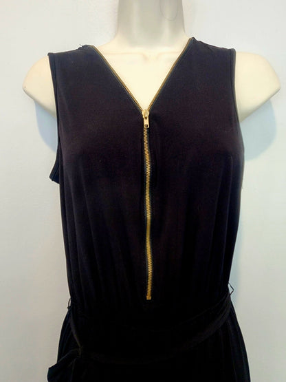 Espesso Women's Sleeveless Jumpsuit Pants Black with Gold Zipper Size M - I Bought a Yard Sale
