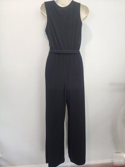 Espesso Women's Sleeveless Jumpsuit Pants Black with Gold Zipper Size M - I Bought a Yard Sale