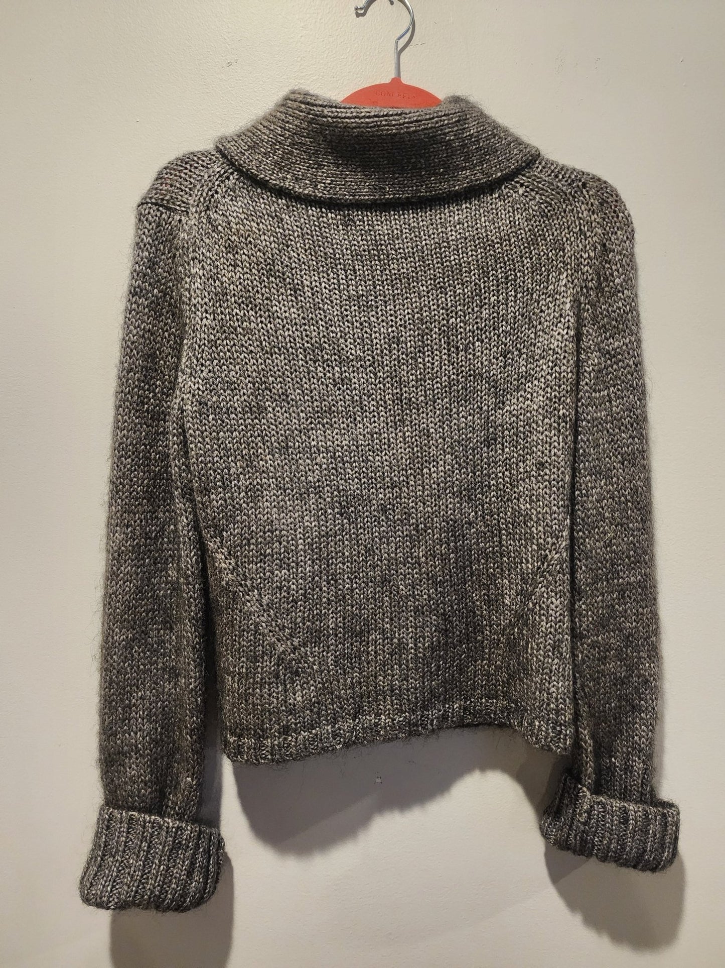 Express Vintage Gray Knit Sweater Jacket L Zipper Cropped Marled Wool Blend - I Bought a Yard Sale