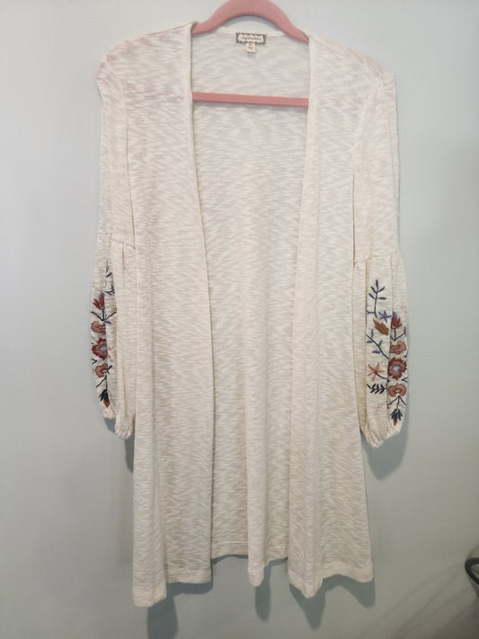 Eyeshadow Women's Open Front Sweater Size XS embroidered Floral Cardigan - I Bought a Yard Sale
