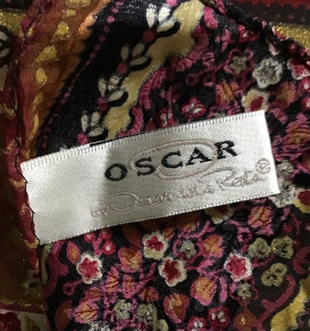 Fall silk scarf by Oscar de la Renta Floral & Leaves - I Bought a Yard Sale