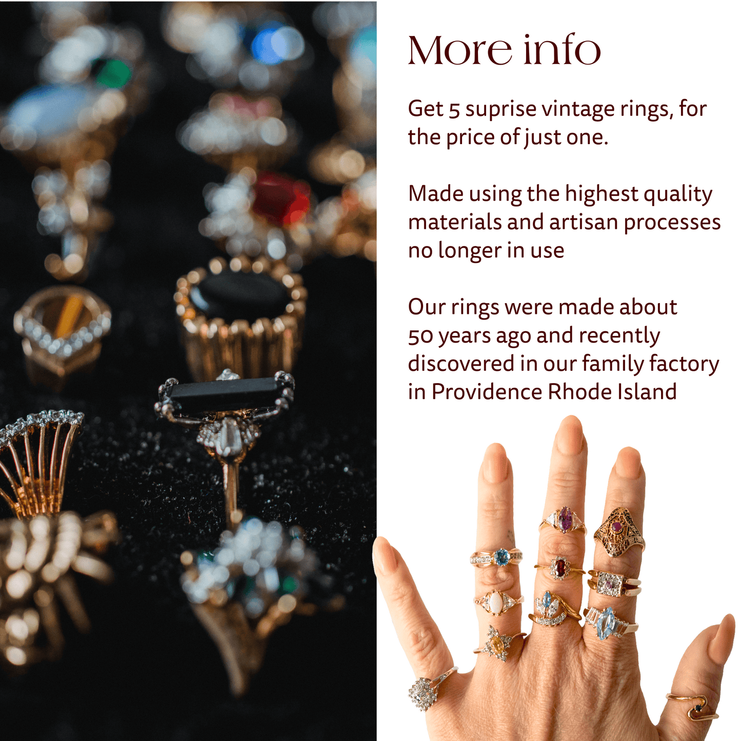 FIVE FOR ONE - Mix of 5 Vintage/Antique Rings for Women We Select Per Your Specifications Made in America - Bulk Pack by PVD Vintage Jewelry - I Bought a Yard Sale