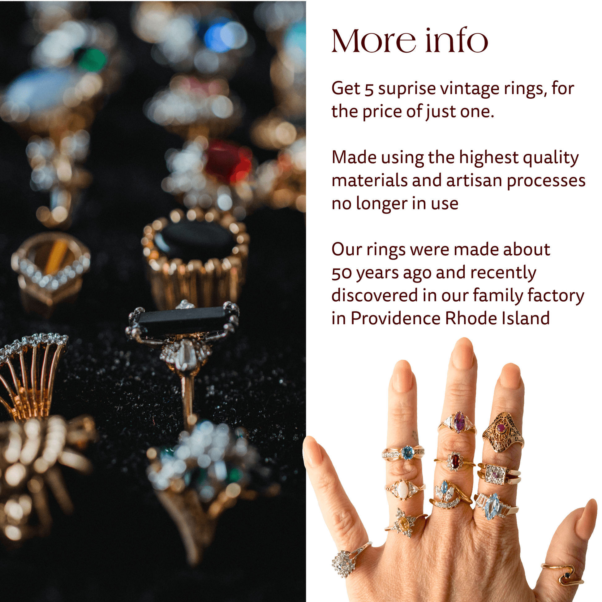 FIVE FOR ONE - Mix of 5 Vintage/Antique Rings for Women We Select Per Your Specifications Made in America - Bulk Pack by PVD Vintage Jewelry - I Bought a Yard Sale