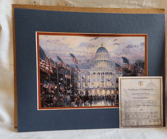 Flags Over the Capitol by Thomas Kinkade Matted Picture Washington DC - I Bought a Yard Sale