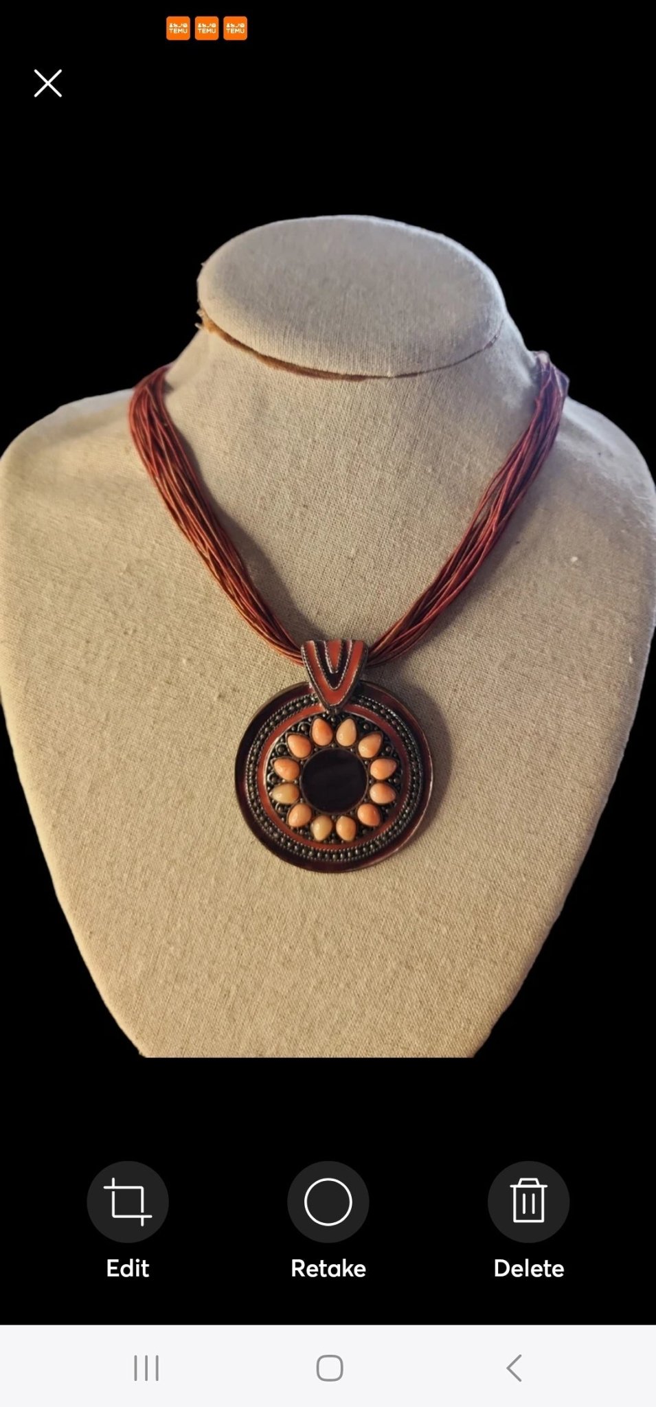 Flower Medallian Necklace with earthy tones Boho Style - I Bought a Yard Sale