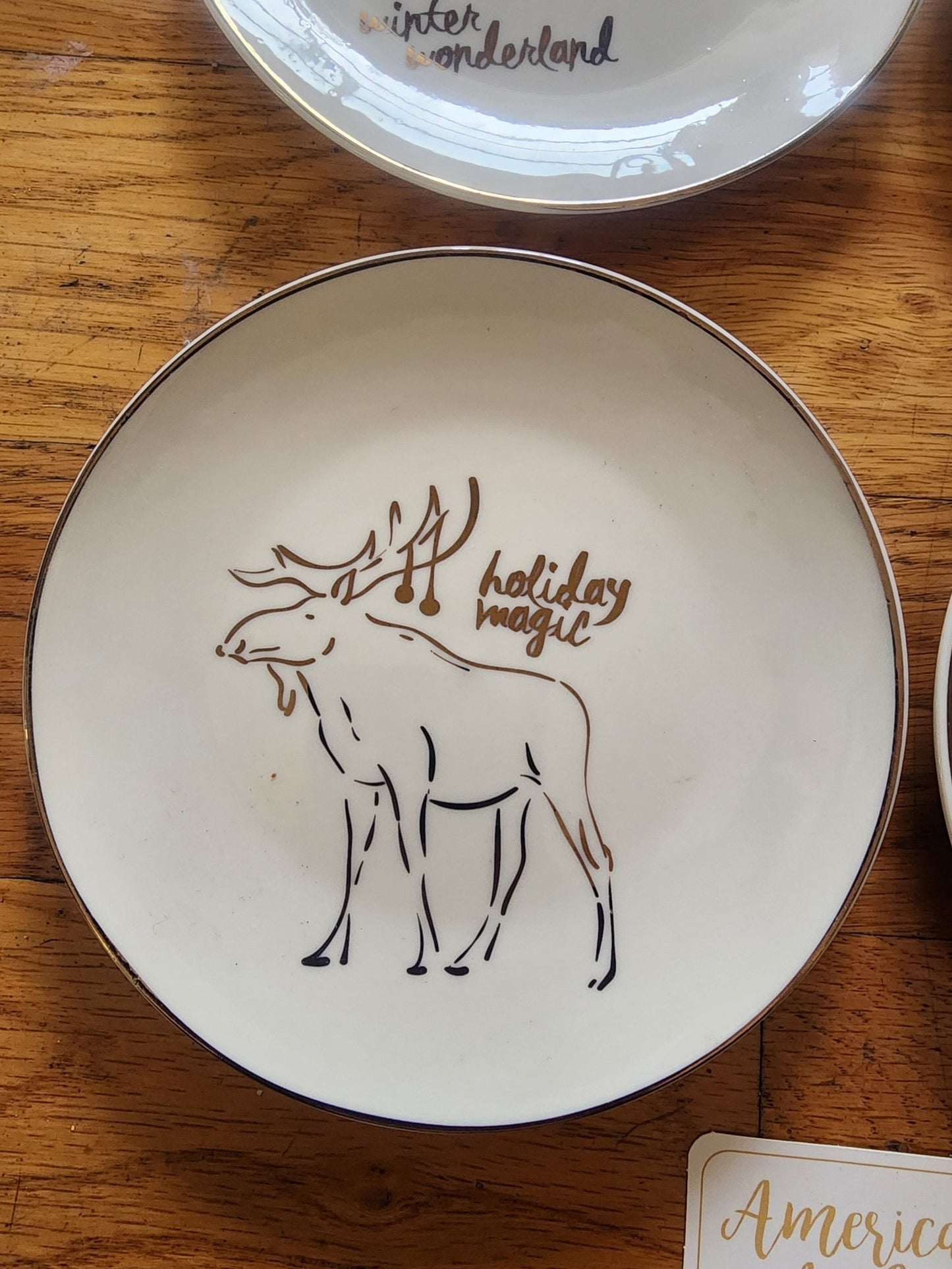 Four American Atelier holiday - themed dessert plates. Christmas - I Bought a Yard Sale