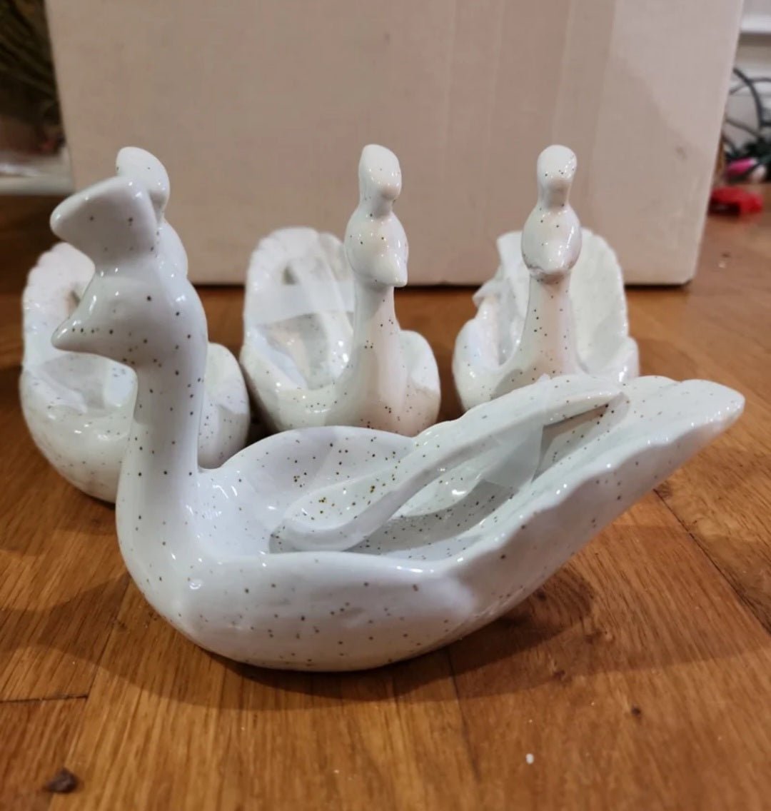 Four Floor 9 Peacock Dipping Bowls with Spoon - I Bought a Yard Sale