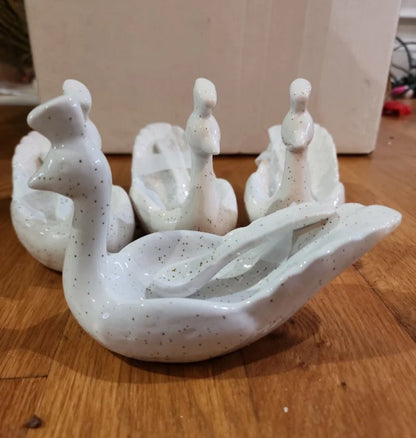 Four Floor 9 Peacock Dipping Bowls with Spoon - I Bought a Yard Sale
