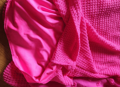 Frenchy Women Hot Pink Color crew Neck Sheer sleeves with pink pom poms size S - I Bought a Yard Sale