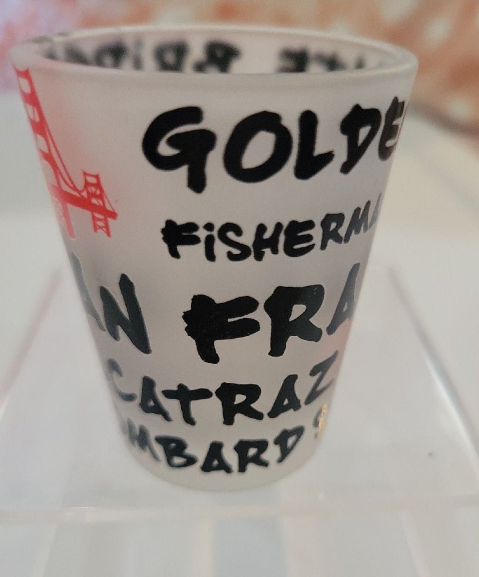 Frosted Shot Glass San Francisco Lombard St Alcatraz - I Bought a Yard Sale