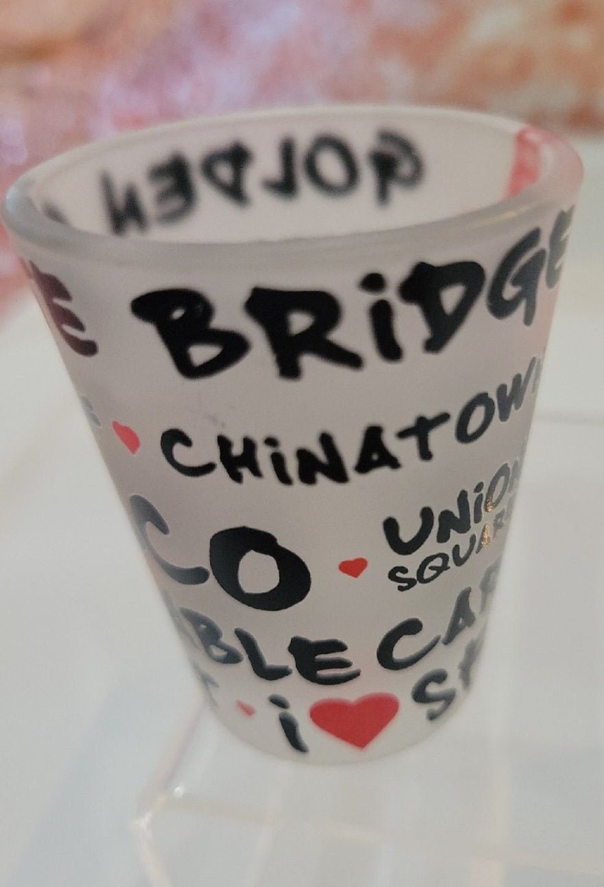 Frosted Shot Glass San Francisco Lombard St Alcatraz - I Bought a Yard Sale