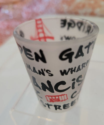 Frosted Shot Glass San Francisco Lombard St Alcatraz - I Bought a Yard Sale