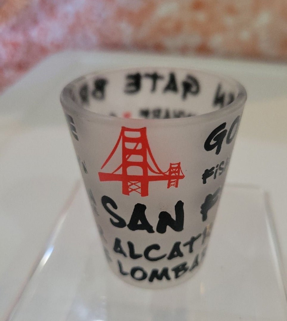 Frosted Shot Glass San Francisco Lombard St Alcatraz - I Bought a Yard Sale