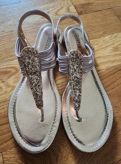 Glamorous Rose Gold Glitter Thong Sandals fits size 9.5 - I Bought a Yard Sale