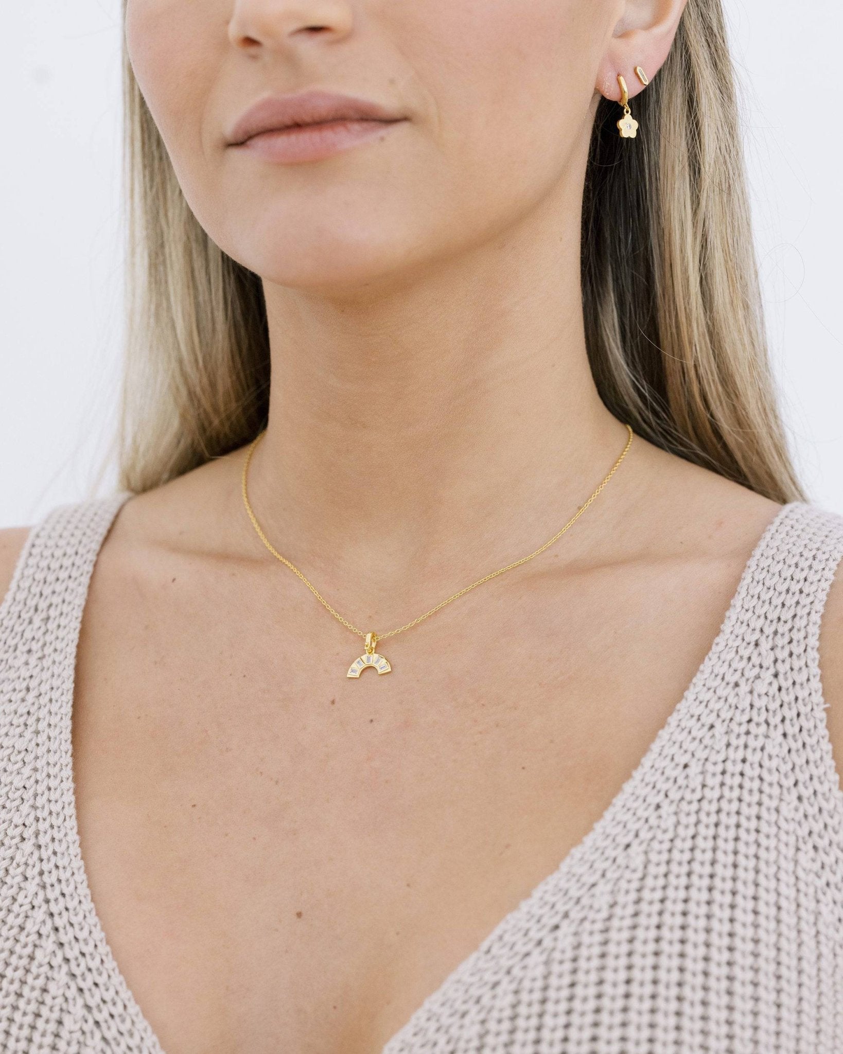 Gold Crystal Rainbow Necklace - I Bought a Yard Sale