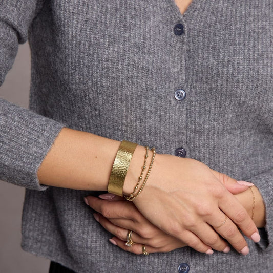 Gold Leaf Thin Leather Cuff Bracelet - I Bought a Yard Sale