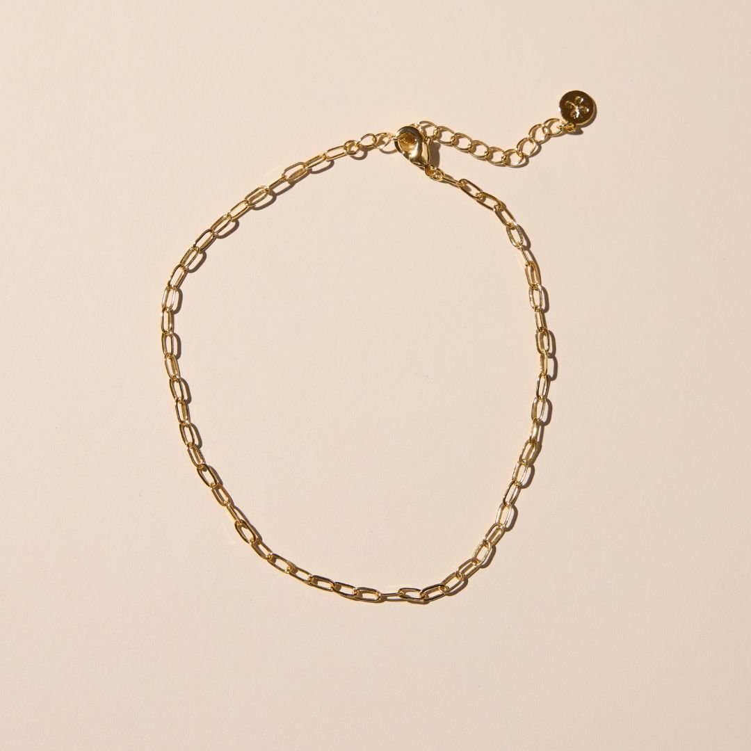 Gold Mini Paper Clip Chain Anklet - I Bought a Yard Sale