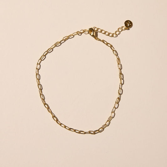 Gold Mini Paper Clip Chain Anklet - I Bought a Yard Sale