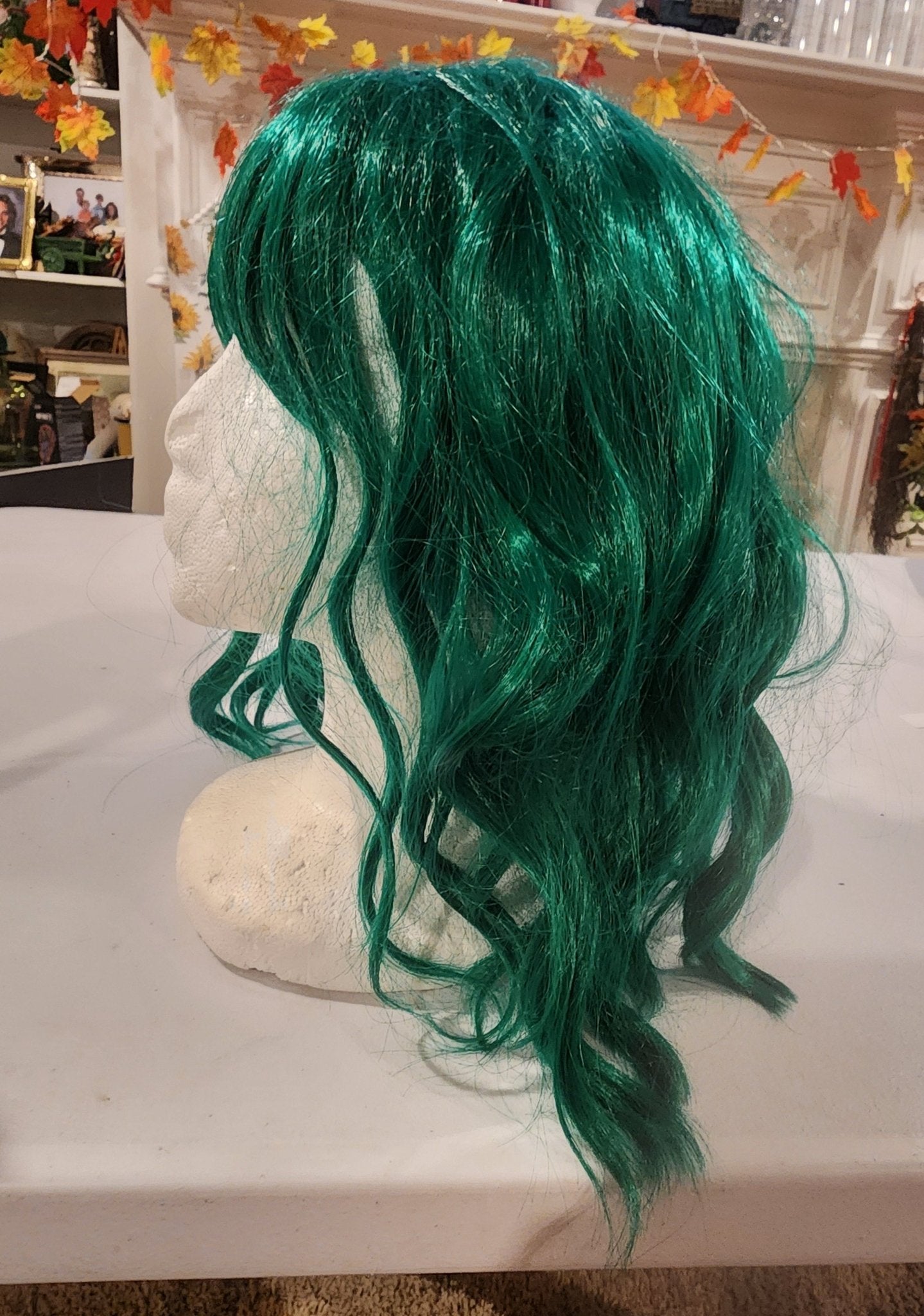 Green Wavy Wig with Bangs - Perfect for Cosplay, Halloween, or Parties - I Bought a Yard Sale