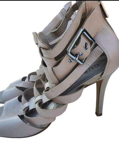 GUESS Beige Gladiator Stiletto Sandals, Size 9 - Sheek Strappy Buckle Design. - I Bought a Yard Sale