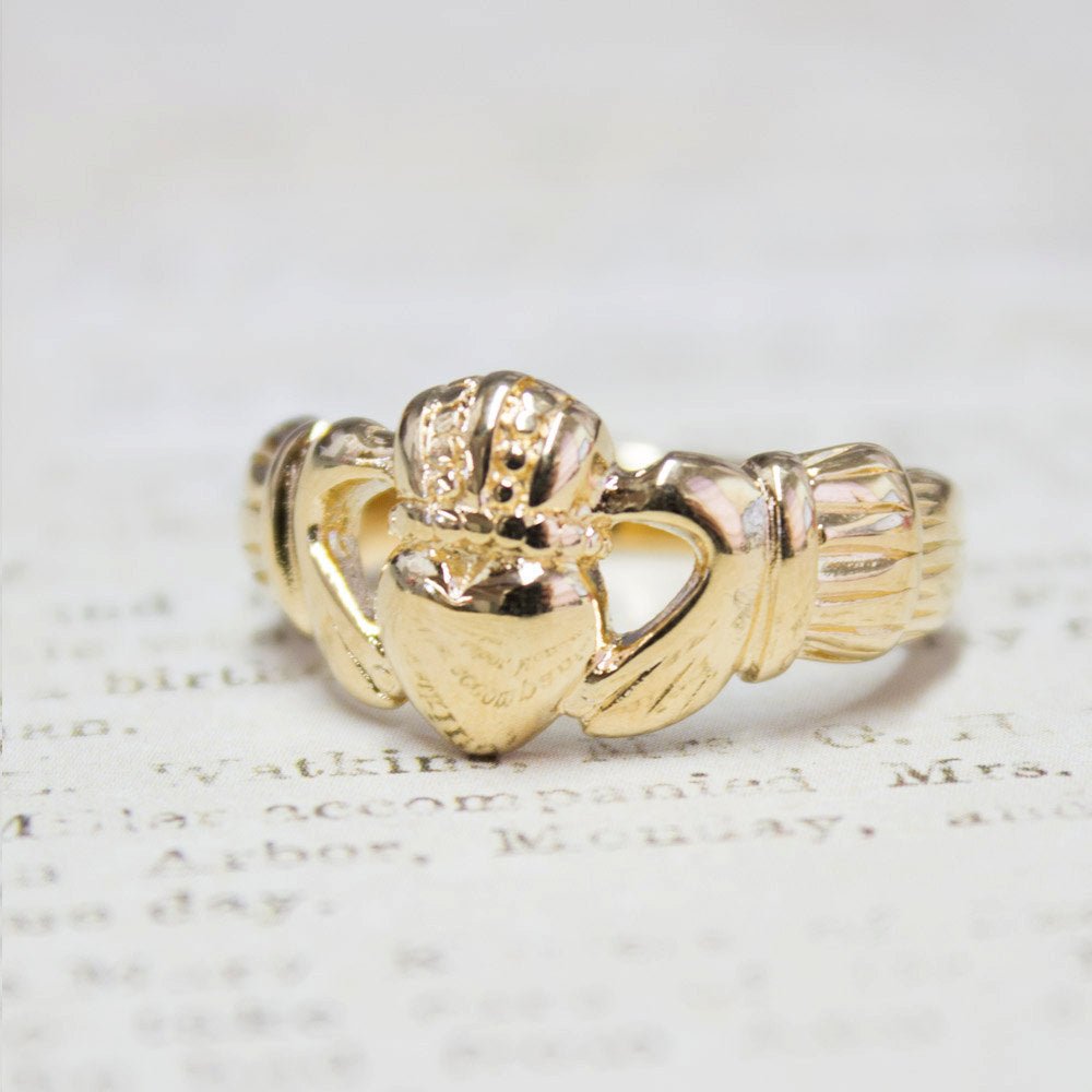 Handcrafted Vintage Ring 18k Gold Irish Claddagh Ring Antique R1768 Antique Rings Jewelry by PVD Vintage Jewelry - I Bought a Yard Sale