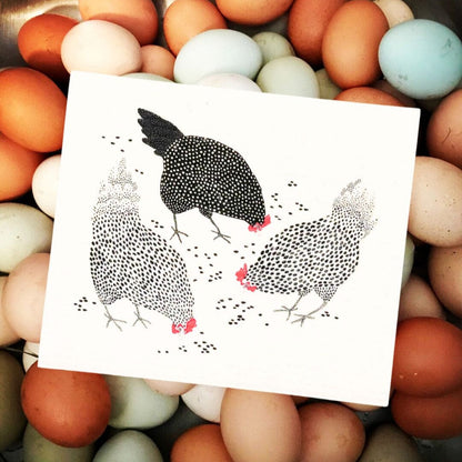 Happy Chickens Swedish Dishcloth - I Bought a Yard Sale