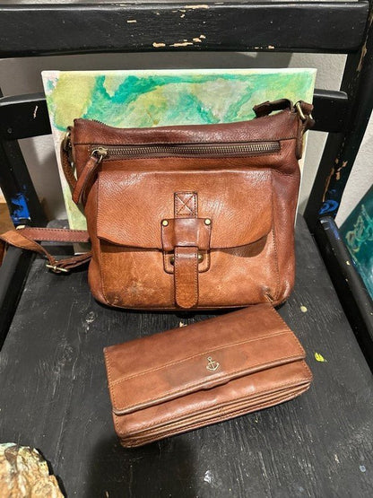 Harbour 2nd Brown Leather Hazel Crossbody Bag and Matching Anchor Logo - I Bought a Yard Sale